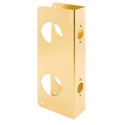 1-3/4 In. X 10-7/8 In. Thick Solid Brass Lock And Door Reinforcer, 2-1/8 In. Double Bore, 2-3/8 In. Backset