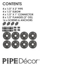 1/2 In. Black Pipe 3.75 In D X 2.5 In. H Wall Mounted Double Flange Shelf Bracket Kit (4-Pack) 10 1/2 In. Black Pipe 3.75 In D X 2.5 In. H Wall Mounted Double Flange Shelf Bracket Kit (4-Pack) -arbor Shop b81d085464064644b2c71bb287bf508b