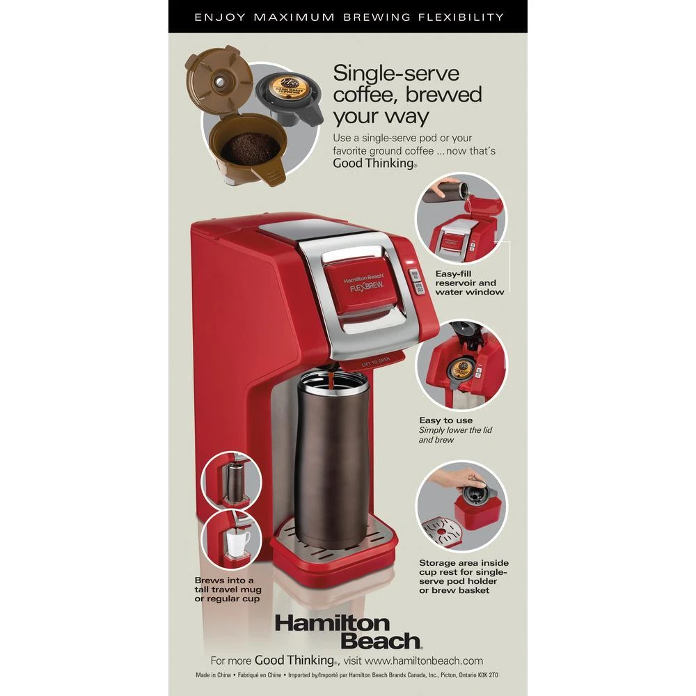 1-Cup Red FlexBrew Coffee Maker 7 1-Cup Red FlexBrew Coffee Maker - Image 7