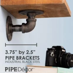 1/2 In. Black Pipe 3.75 In D X 2.5 In. H Wall Mounted Double Flange Shelf Bracket Kit (4-Pack) 11 1/2 In. Black Pipe 3.75 In D X 2.5 In. H Wall Mounted Double Flange Shelf Bracket Kit (4-Pack) -arbor Shop bc7f9dc324471b6a35afc8f8c8f4c498