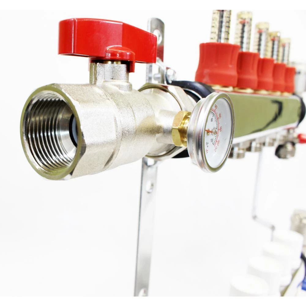 1 In. NPT Inlet X 1/2 In. Stainless Steel Compression Connection 4-Outlet Radiant Heating Manifold 2 1 In. NPT Inlet X 1/2 In. Stainless Steel Compression Connection 4-Outlet Radiant Heating Manifold - Image 2