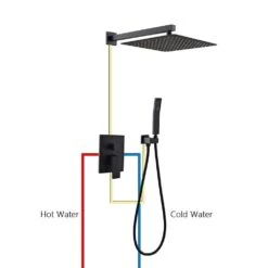 1-Spray Square High Pressure Wall Bar Shower Kit Bathroom Shower System With Hand Shower In Black -arbor Shop bce921e47363feb2bdb97f0d690e8b42