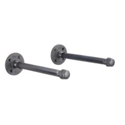 1/2 In. Black Pipe 12 In. L Wall Mounted Shelf Bracket Kit (2-Pack)