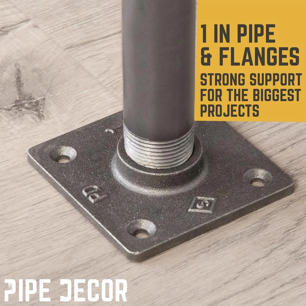 1 In. X 2 Ft. L Black Steel Pipe Square Flange Table Leg Kit (Set Of 4) 7 1 In. X 2 Ft. L Black Steel Pipe Square Flange Table Leg Kit (Set Of 4) - Image 7