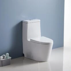 1-Piece Elongated Dual-Flush 1.28 GPF/0.88 GPF High Efficiency Skirted Toilet All-in-One Toilet In White Seat Included -arbor Shop c26647f5b9f222f8ccbc1035e450df38