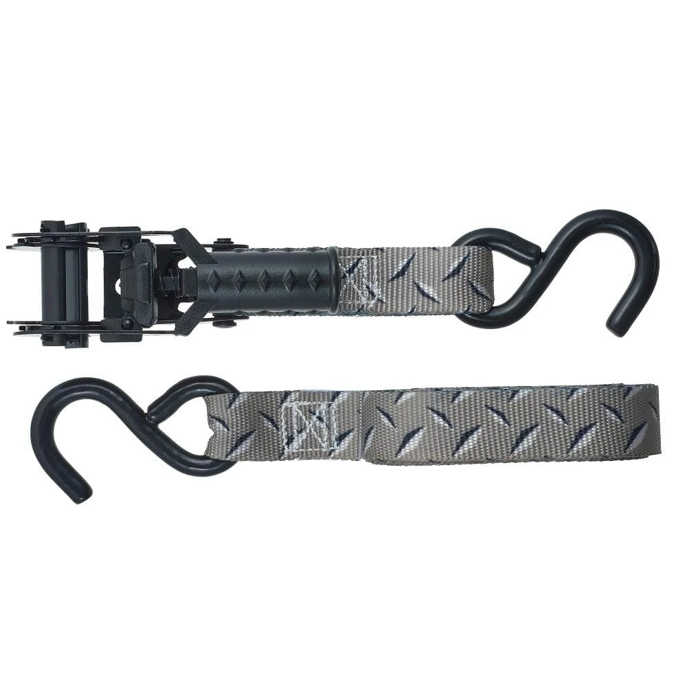 1 In. X 12 Ft. Diamond Plate Ratchet Tie Down 2 1 In. X 12 Ft. Diamond Plate Ratchet Tie Down - Image 2
