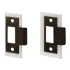 1-3/8 In. And 1-3/4 In, Fix-A-Latch Strike Plate Repair Kit, Stamped Steel, Bronze Plated Finish, White Plastic Base