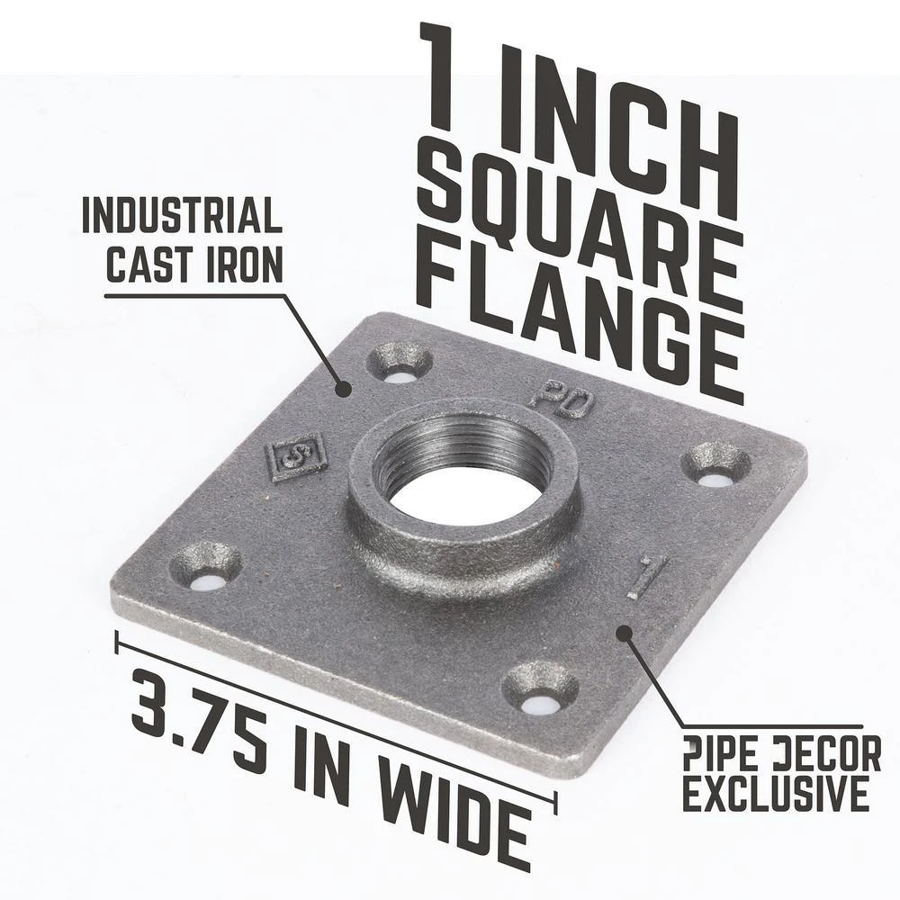 1 In. X 2 Ft. L Black Steel Pipe Square Flange Table Leg Kit (Set Of 4) 8 1 In. X 2 Ft. L Black Steel Pipe Square Flange Table Leg Kit (Set Of 4) - Image 8
