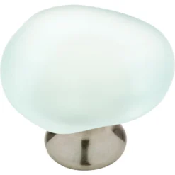 1-1/2 In. (38mm) Satin Nickel And Natural Aqua Sea Glass Cabinet Knob -arbor Shop c752bd241b6c2d445f4b3cb7ea9ec0f4