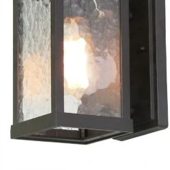 1-Light Transitional Outdoor Wall Light Lantern Sconce With Watered Glass Matt Black Coach Light LED Compatible -arbor Shop cb29e1577b28ba622ac03df6311bf56e