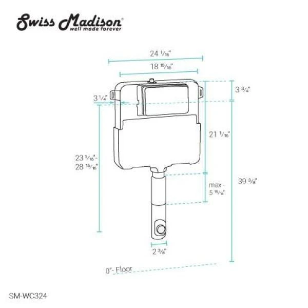 0.8/1.28 GPF 2 Ft. X 4 Ft. Concealed Dual Flush In Wall Toilet Tank Carrier For Back To Wall Toilet In White 5 0.8/1.28 GPF 2 Ft. X 4 Ft. Concealed Dual Flush In Wall Toilet Tank Carrier For Back To Wall Toilet In White - Image 5