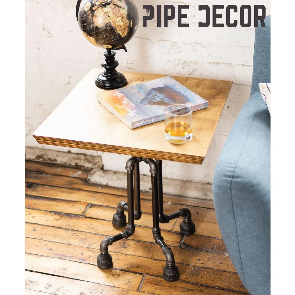 1/2 In. Black Pipe 16 In. W X 20 In. H Roots Design End Table Kit 2 1/2 In. Black Pipe 16 In. W X 20 In. H Roots Design End Table Kit - Image 2