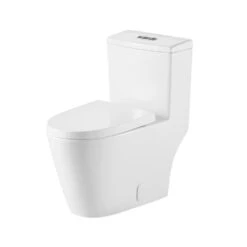 1-Piece Dual Flush 1.2 GPF/0.8 GPF Elongated High Efficiency Skirted Toilet All-in-One Toilet In White Seat Included