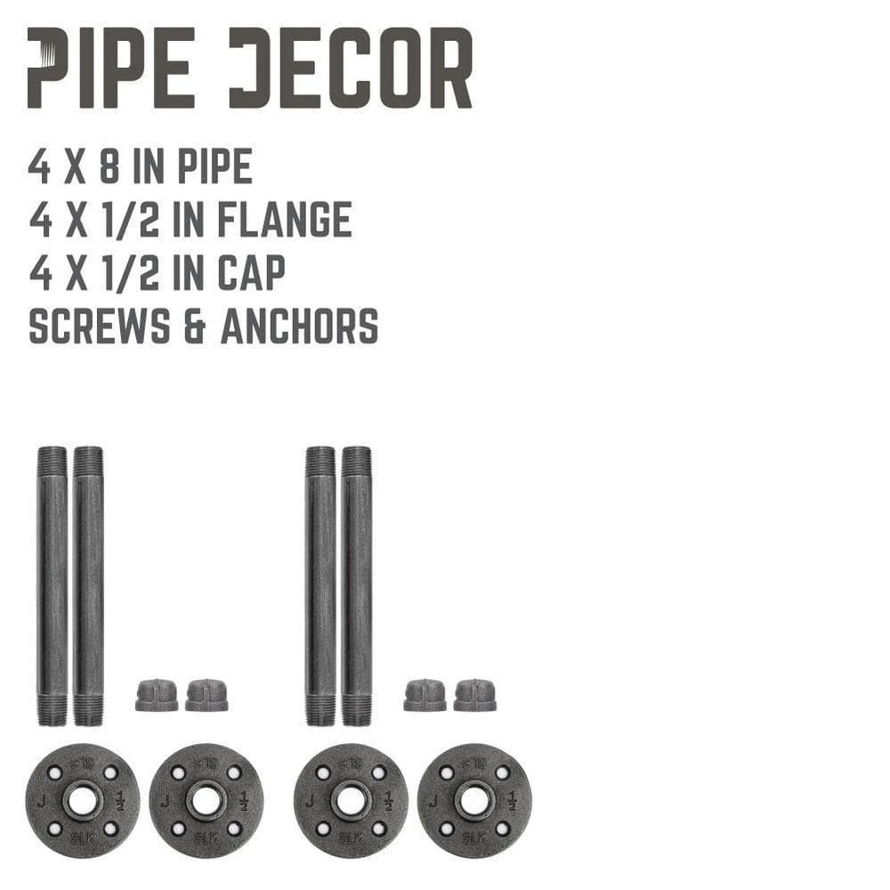 1/2 In. Black Pipe 8 In. L Wall Mounted Shelf Bracket Kit (4-Pack) 8 1/2 In. Black Pipe 8 In. L Wall Mounted Shelf Bracket Kit (4-Pack) - Image 8