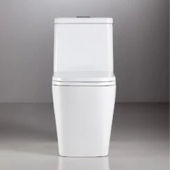 1-Piece 1.28 GPF Dual Flush Ceramic Square Elongated Toilet In White, Seat Included -arbor Shop d24ad1dbbea782462d56c03a7d7c4071