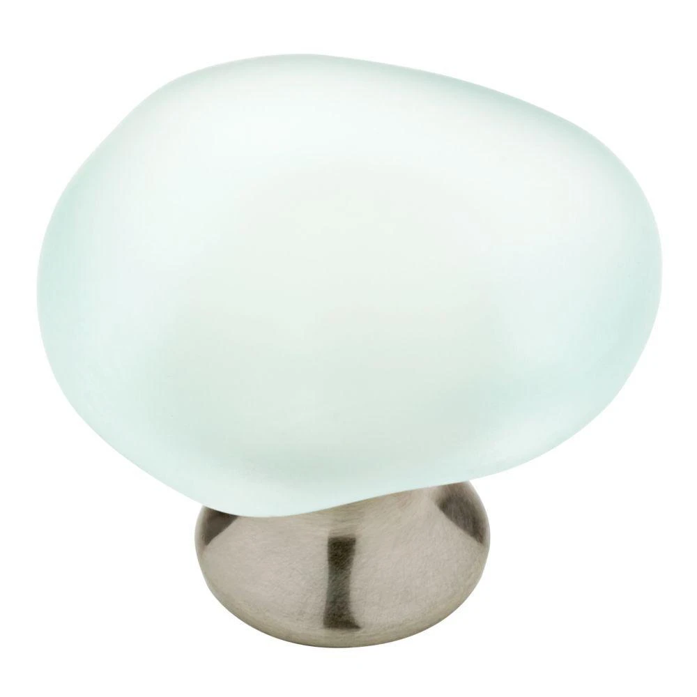 1-1/2 In. (38mm) Satin Nickel And Natural Aqua Sea Glass Cabinet Knob (10-Pack) 6 1-1/2 In. (38mm) Satin Nickel And Natural Aqua Sea Glass Cabinet Knob (10-Pack) - Image 6