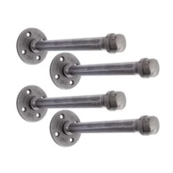 1/2 In. Black Pipe 8 In. L Wall Mounted Shelf Bracket Kit (4-Pack)
