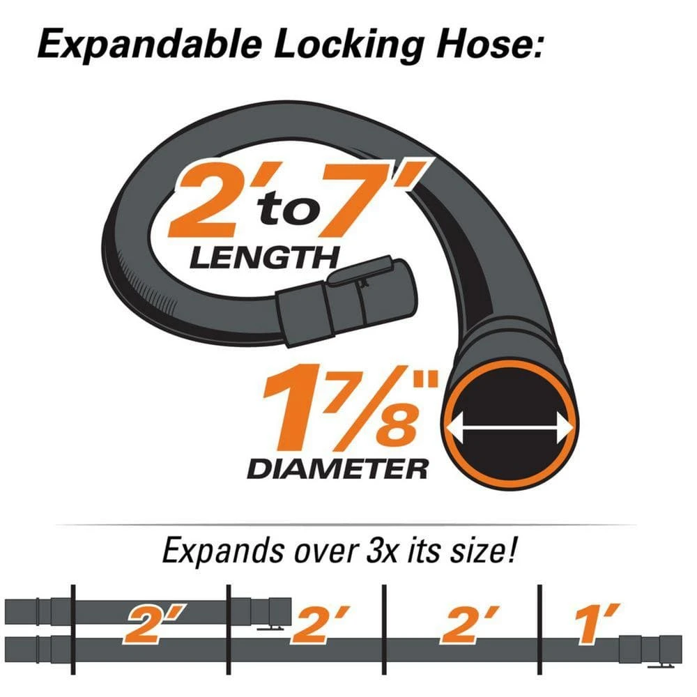 1-7/8 In. Tug-A-Long Expandable Locking Vacuum Hose For RIDGID Wet/Dry Shop Vacuums 2 1-7/8 In. Tug-A-Long Expandable Locking Vacuum Hose For RIDGID Wet/Dry Shop Vacuums - Image 2