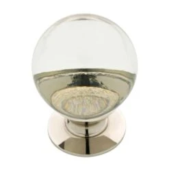 1-1/4 In. (32 Mm) Polished Nickel And Clear Glass Ball Cabinet Knob