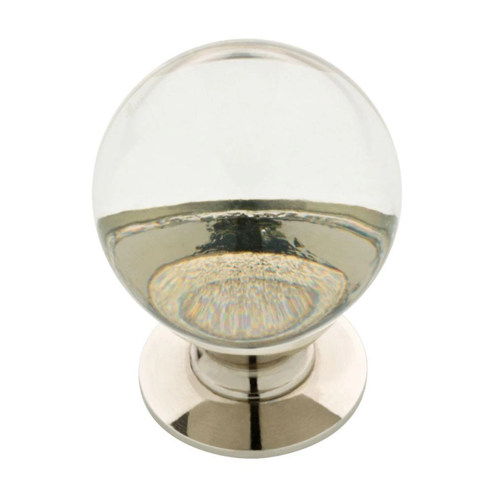 1-1/4 In. (32 Mm) Polished Nickel And Clear Glass Ball Cabinet Knob 1 1-1/4 In. (32 Mm) Polished Nickel And Clear Glass Ball Cabinet Knob