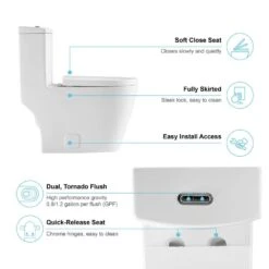 1-Piece Dual Flush 1.2 GPF/0.8 GPF Elongated High Efficiency Skirted Toilet All-in-One Toilet In White Seat Included 15 1-Piece Dual Flush 1.2 GPF/0.8 GPF Elongated High Efficiency Skirted Toilet All-in-One Toilet In White Seat Included -arbor Shop d91058462511ffe32c199e3a890d9629