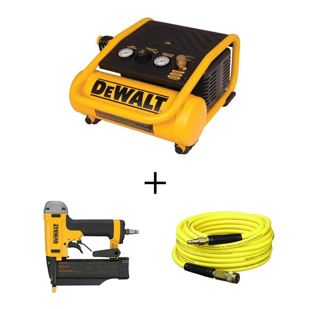 DeWALT 1 Gal. Portable Electric Trim Air Compressor With Bonus 23-Gauge 2 In. Pin Nailer And Hose 1 DeWALT 1 Gal. Portable Electric Trim Air Compressor With Bonus 23-Gauge 2 In. Pin Nailer And Hose