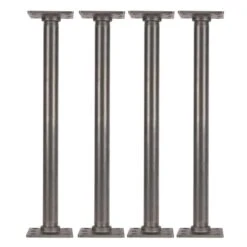 1 In. X 1.5 Ft. L Black Steel Pipe Square Flange Table Leg Kit (Set Of 4)