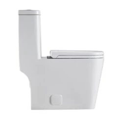 1-Piece 1.28 GPF Dual Flush Ceramic Square Elongated Toilet In White, Seat Included -arbor Shop df0a205f8319ec19a7f89dc8be12d986