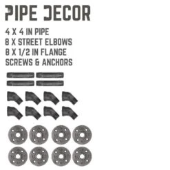 1/2 In. Black Pipe 5.75 In. W X 5.75 In. H Wall Mounted Double Flange Angled Shelf Bracket Kit (4-Pack) -arbor Shop e3fa855fc256f4e3acc9ce4c3e26abb0