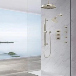 1-Spray Patterns With 1.8 GPM 8 In. Wall Mount Dual Shower Heads, Hand Shower And 4 Body Sprays In Brushed Nickel -arbor Shop e5b105bfb7c678da98d3861c03ee6b7f 38bb63b8 f847 4f2a 851e 5ed5636b611d