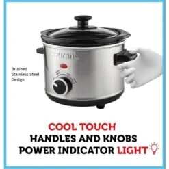 1.5 Qt. Brushed Stainless Steel Slow Cooker With Temperature Settings And Tempered Glass Lid 9 1.5 Qt. Brushed Stainless Steel Slow Cooker With Temperature Settings And Tempered Glass Lid -arbor Shop e683d1dac08ffd57423f0c293a72f6cb