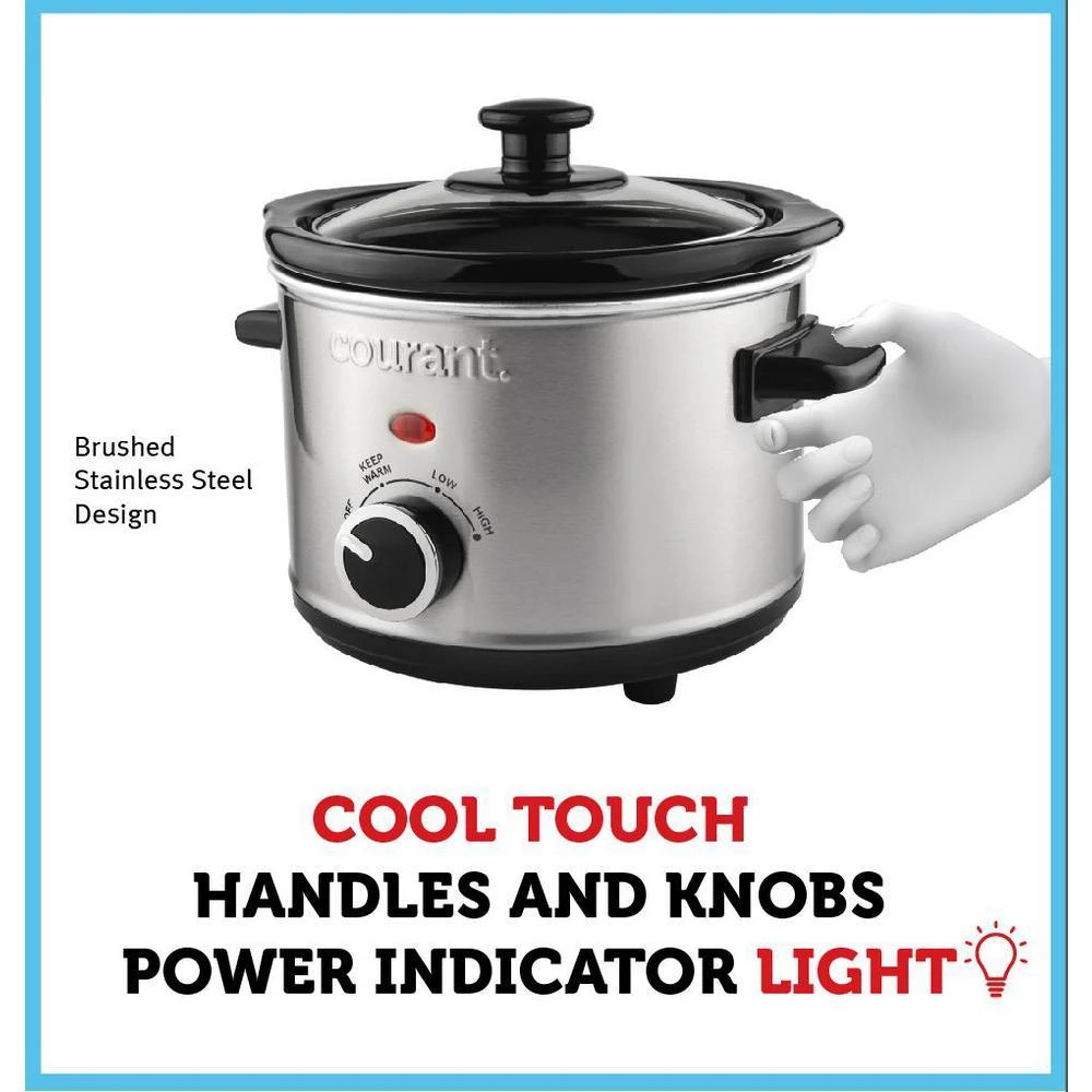 1.5 Qt. Brushed Stainless Steel Slow Cooker With Temperature Settings And Tempered Glass Lid 4 1.5 Qt. Brushed Stainless Steel Slow Cooker With Temperature Settings And Tempered Glass Lid - Image 4