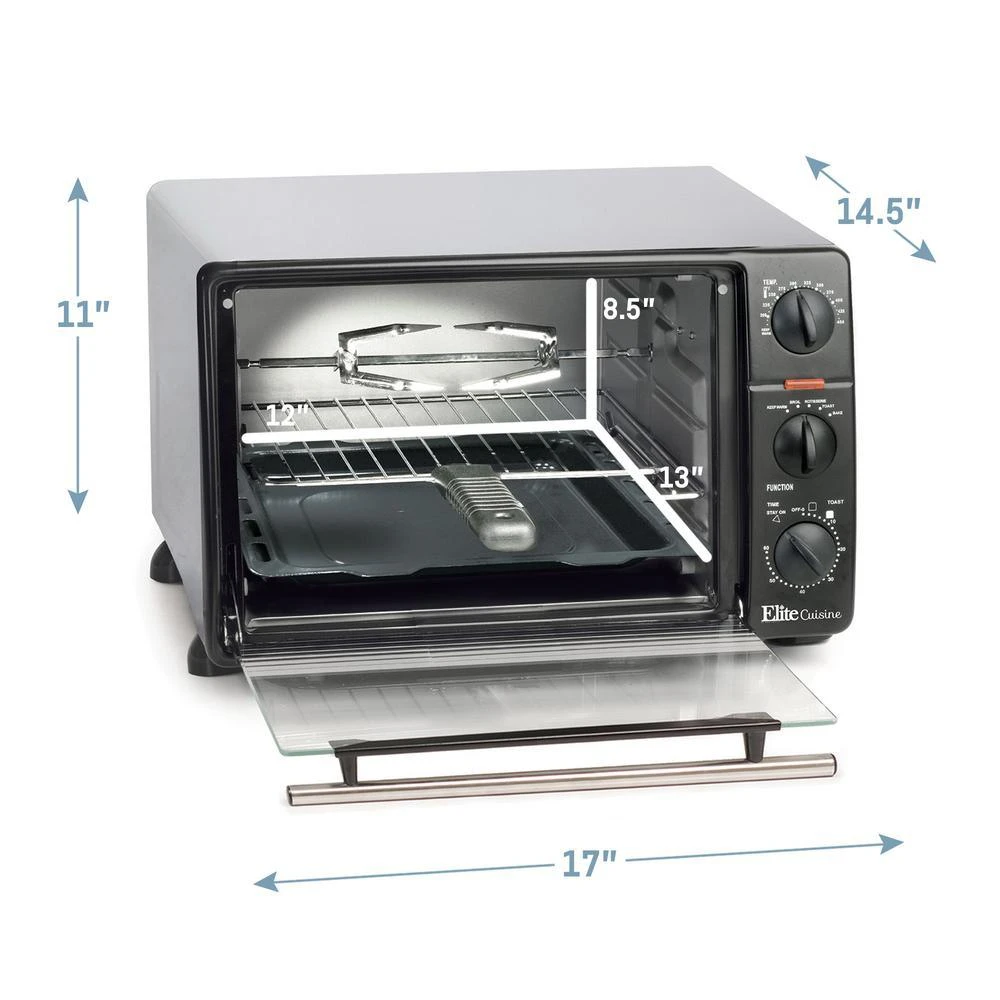0.8 Cu. Ft. Black Toaster Oven Broiler With Rotisserie 4 0.8 Cu. Ft. Black Toaster Oven Broiler With Rotisserie - Image 4