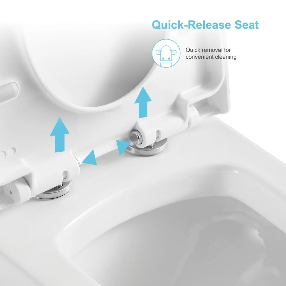 1-Piece Dual Flush 1.2 GPF/0.8 GPF Elongated High Efficiency Skirted Toilet All-in-One Toilet In White Seat Included 9 1-Piece Dual Flush 1.2 GPF/0.8 GPF Elongated High Efficiency Skirted Toilet All-in-One Toilet In White Seat Included - Image 9