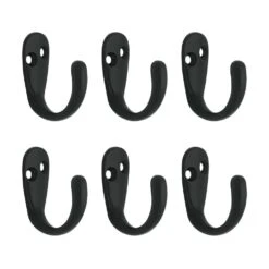 1-13/16 In. Matte Black Single Wall Hook (6-Pack) -arbor Shop e8829b1b7cb8633c0de1185051030d0c