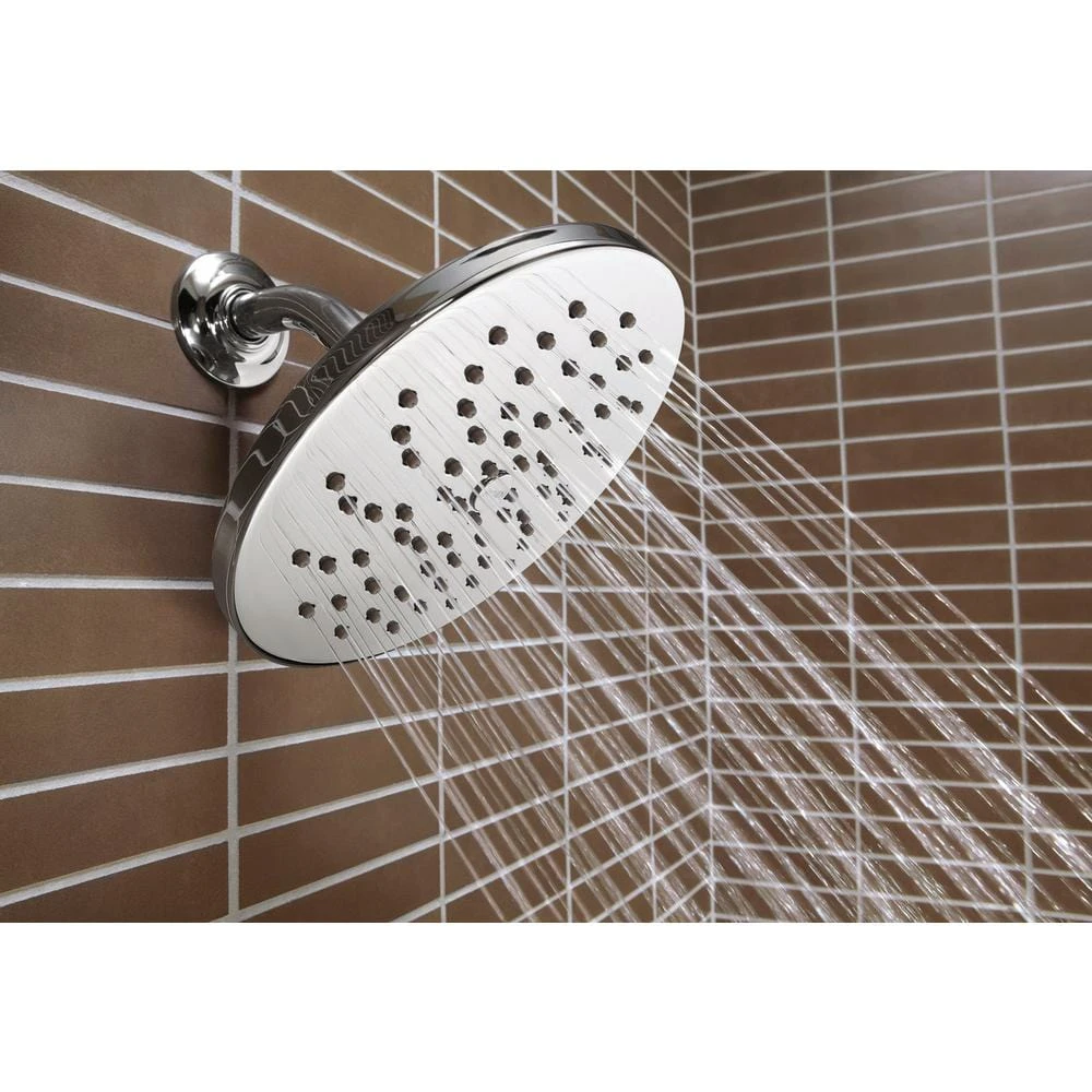 1-Spray 8 In. Single Wall Mount Fixed Shower Head In Chrome 2 1-Spray 8 In. Single Wall Mount Fixed Shower Head In Chrome - Image 2