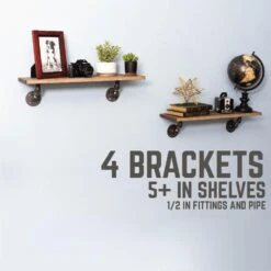 1/2 In. Black Pipe 4.625 In. W X 4.65 In. H Wall Mounted Double Flange Angled Shelf Bracket Kit (4-Pack) 13 1/2 In. Black Pipe 4.625 In. W X 4.65 In. H Wall Mounted Double Flange Angled Shelf Bracket Kit (4-Pack) -arbor Shop eb4b75762fd08abb38411b2dbebdb318
