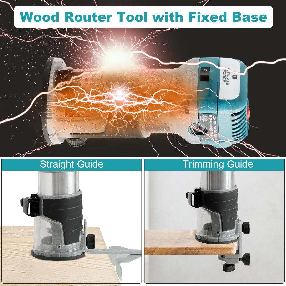 1.25HP Palm Router Kit Variable Speed Woodworking Tool W/ Fixed Base&Plunge Base 10 1.25HP Palm Router Kit Variable Speed Woodworking Tool W/ Fixed Base&Plunge Base - Image 10