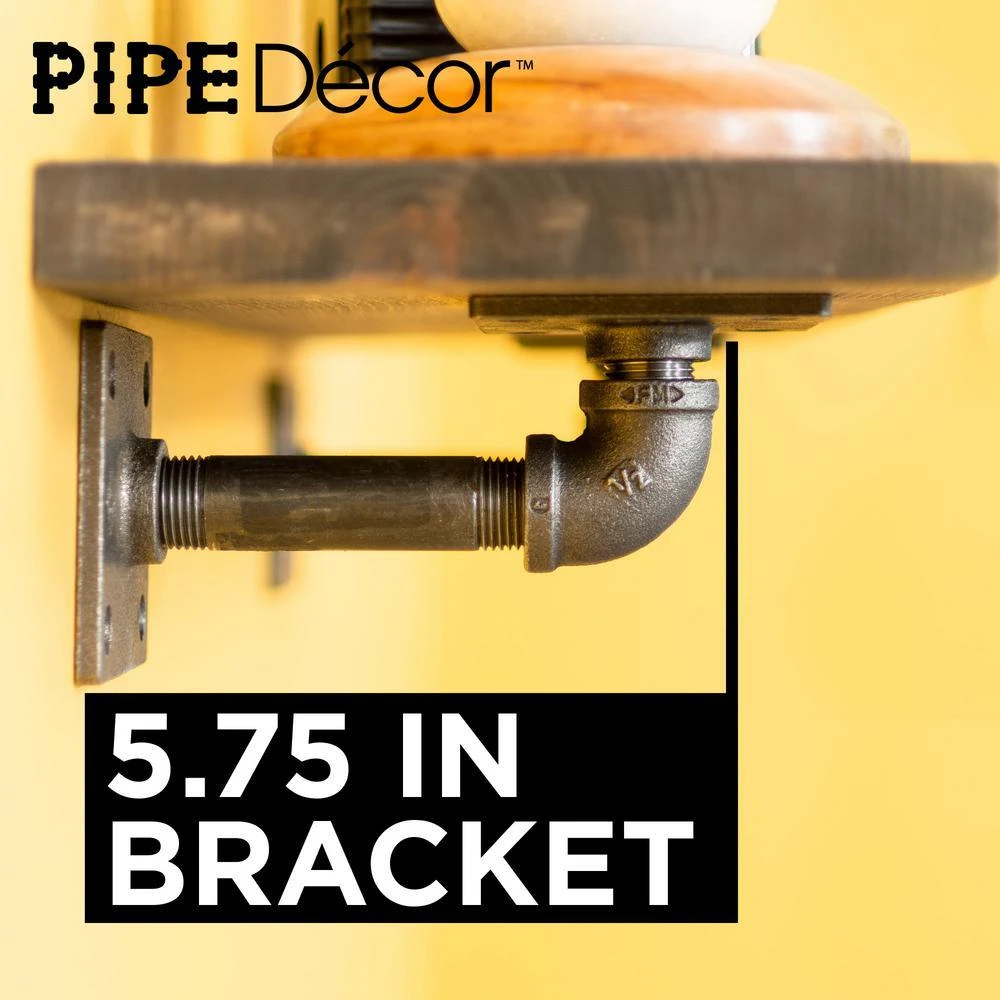 1/2 In. Black Pipe 5.75 In. L Wall Mounted Square Flange Shelf Bracket Kit (4-Pack) 6 1/2 In. Black Pipe 5.75 In. L Wall Mounted Square Flange Shelf Bracket Kit (4-Pack) - Image 6