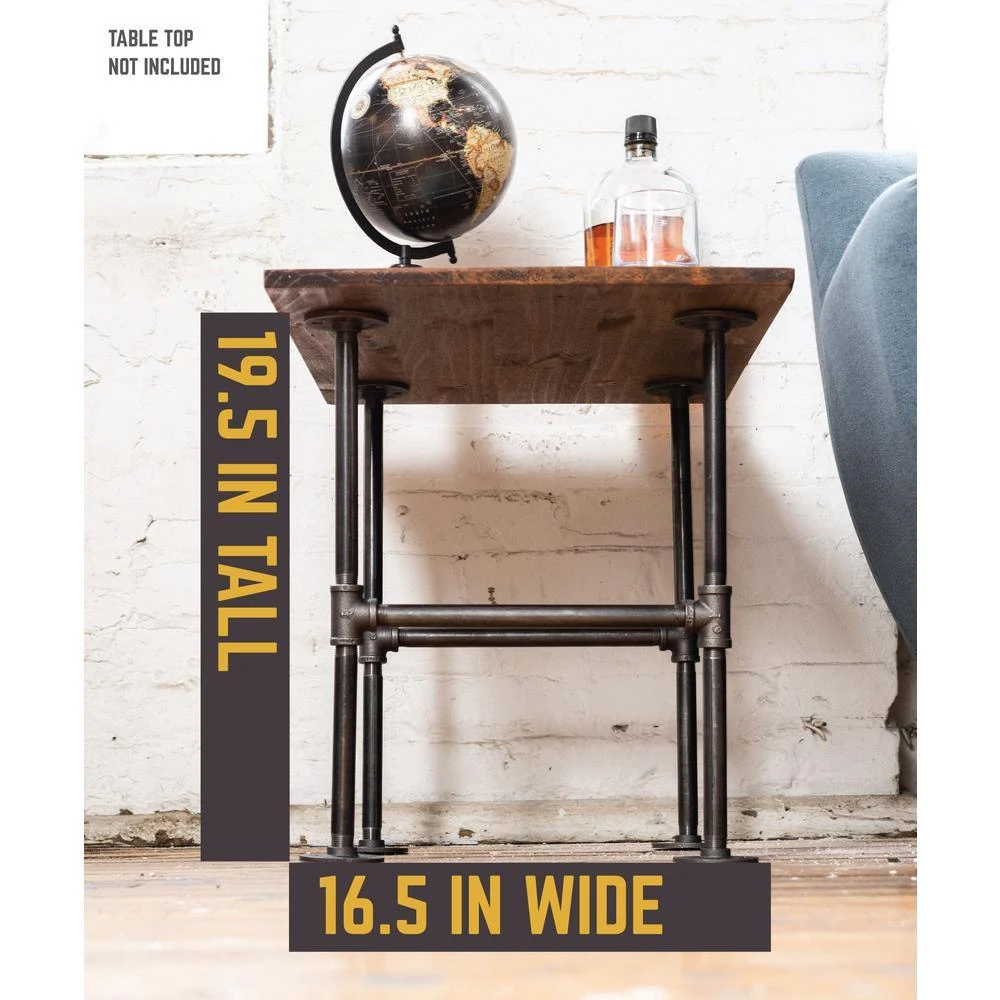 1/2 In. Black Pipe 16.5 In. W X 19.5 In. H "H" Design End Table Leg Kit 5 1/2 In. Black Pipe 16.5 In. W X 19.5 In. H "H" Design End Table Leg Kit - Image 5