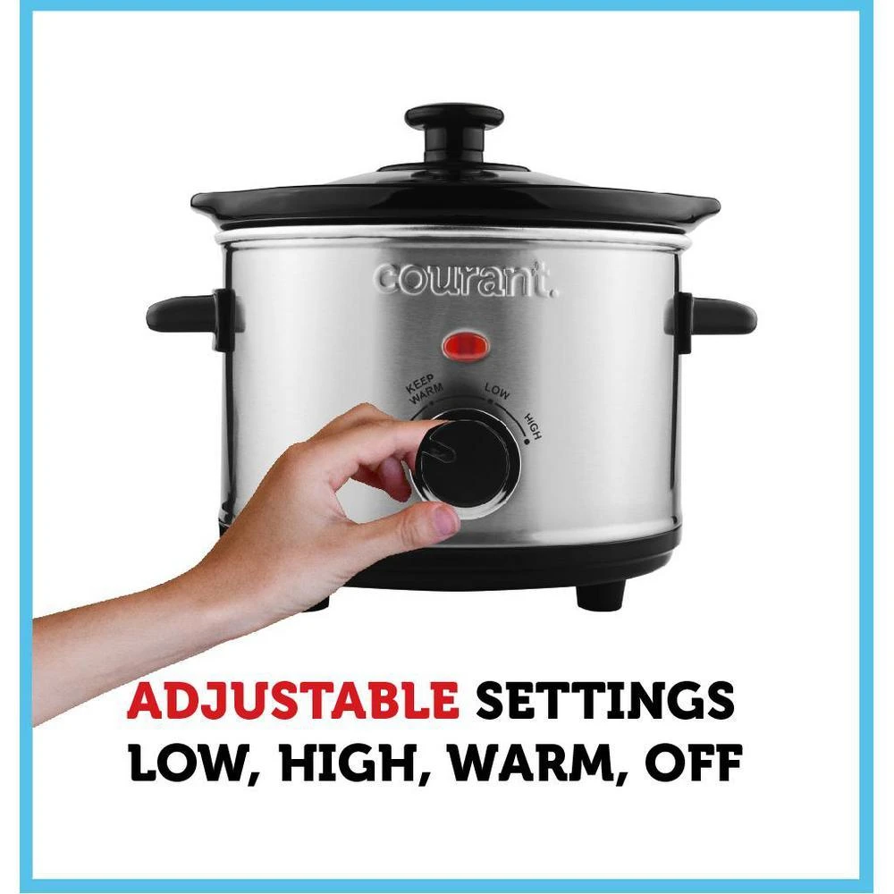 1.5 Qt. Brushed Stainless Steel Slow Cooker With Temperature Settings And Tempered Glass Lid 3 1.5 Qt. Brushed Stainless Steel Slow Cooker With Temperature Settings And Tempered Glass Lid - Image 3