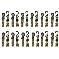 1 In. X 6 Ft. Camo Cam Buckle Tie Down Strap, Built-In Velcro For Easy Repacking (12-Pack)