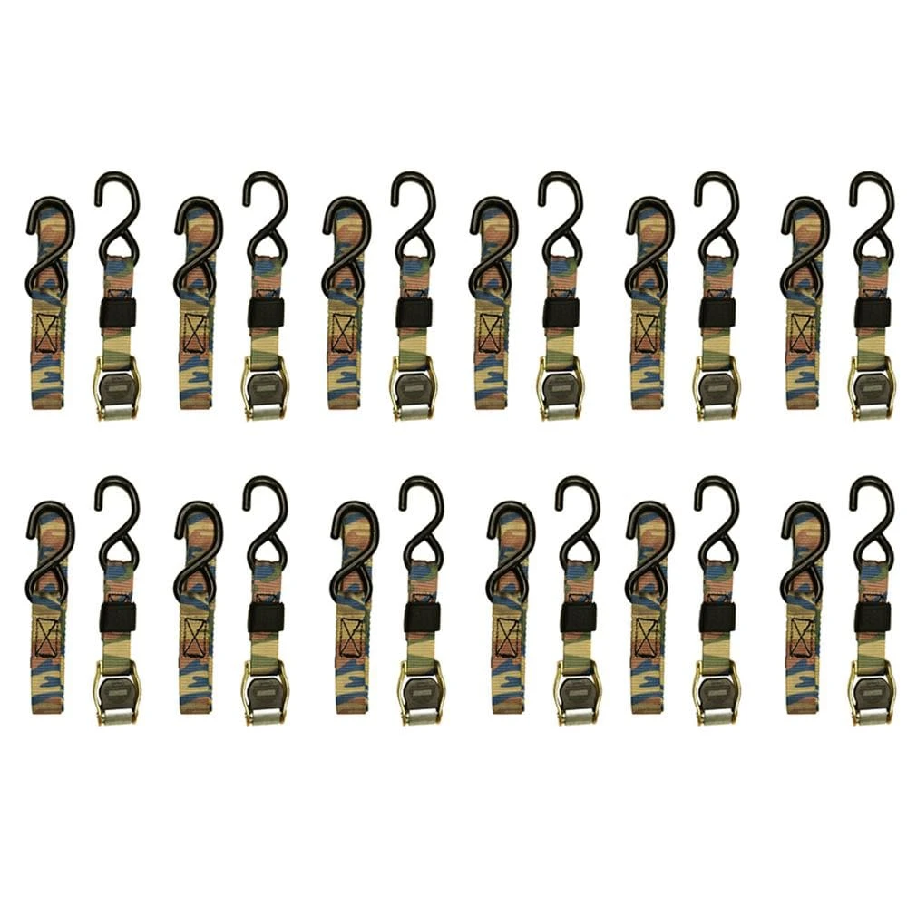 1 In. X 6 Ft. Camo Cam Buckle Tie Down Strap, Built-In Velcro For Easy Repacking (12-Pack) 1 1 In. X 6 Ft. Camo Cam Buckle Tie Down Strap, Built-In Velcro For Easy Repacking (12-Pack)