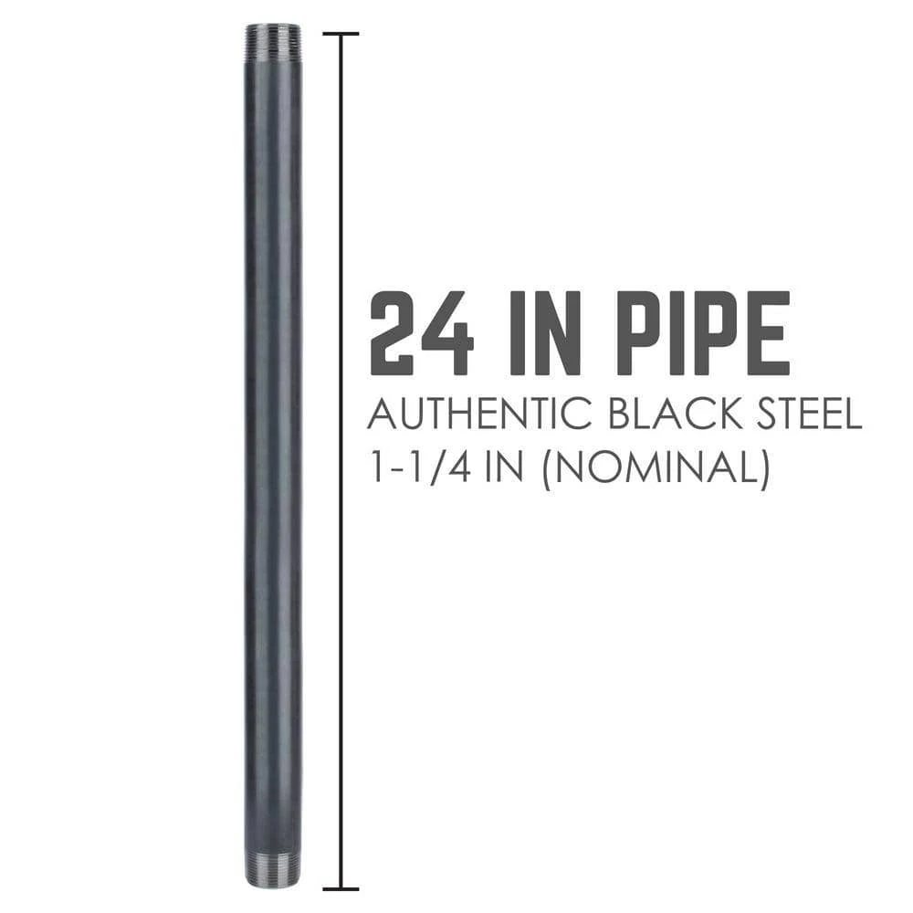 1-1/4 In. X 24 In. Industrial Steel Grey Plumbing Pipe In Black (4-Pack) 2 1-1/4 In. X 24 In. Industrial Steel Grey Plumbing Pipe In Black (4-Pack) - Image 2