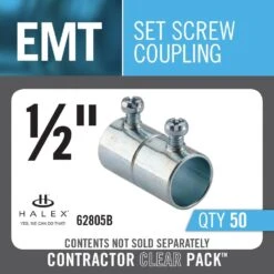 1/2 In. Electric Metallic Tube (EMT) Set-Screw Coupling (50-Pack) 14 1/2 In. Electric Metallic Tube (EMT) Set-Screw Coupling (50-Pack) -arbor Shop fd43ad7b8ac44fddef68d6a1d087c8e2